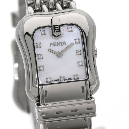 FENDI Watches Quartz 3800L Stainless Steel , Stainless Steel Silver Beefendi White shell dial Women Used Authentic