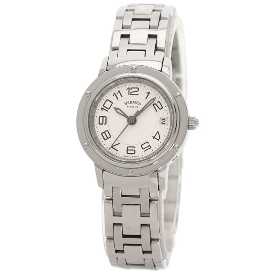 HERMES Watches Quartz CP1.210 Stainless Steel , Stainless Steel Silver Clipper Classic Silver dial Women Used Authentic