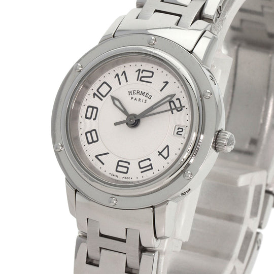 HERMES Watches Quartz CP1.210 Stainless Steel , Stainless Steel Silver Clipper Classic Silver dial Women Used Authentic