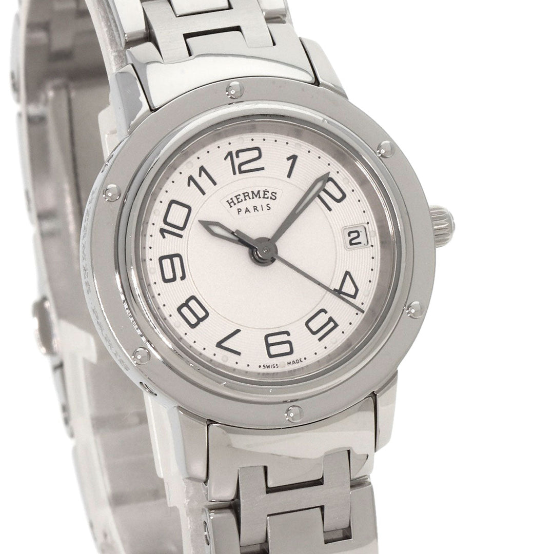HERMES Watches Quartz CP1.210 Stainless Steel , Stainless Steel Silver Clipper Classic Silver dial Women Used Authentic