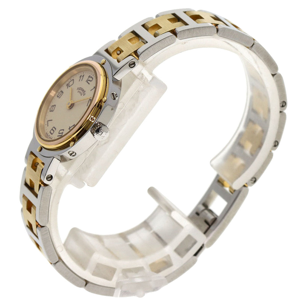 HERMES Watches Quartz Stainless Steel , SSxGP Silver Clipper old type Ivory dial Women Used Authentic