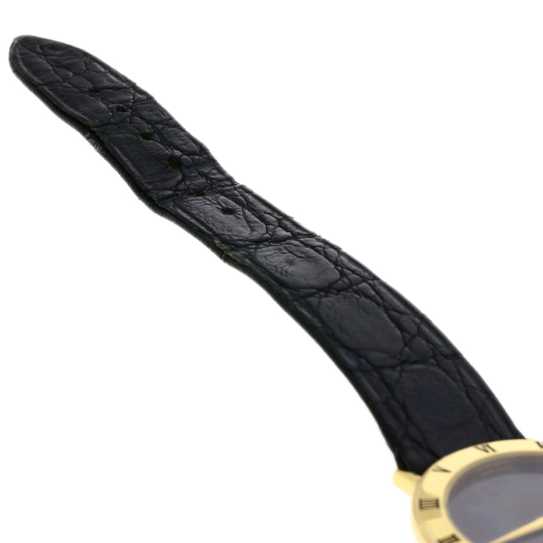 GUCCI Watches Quartz 3000.2M Gold Plated, Leather gold Round face black dial mens Used Authentic