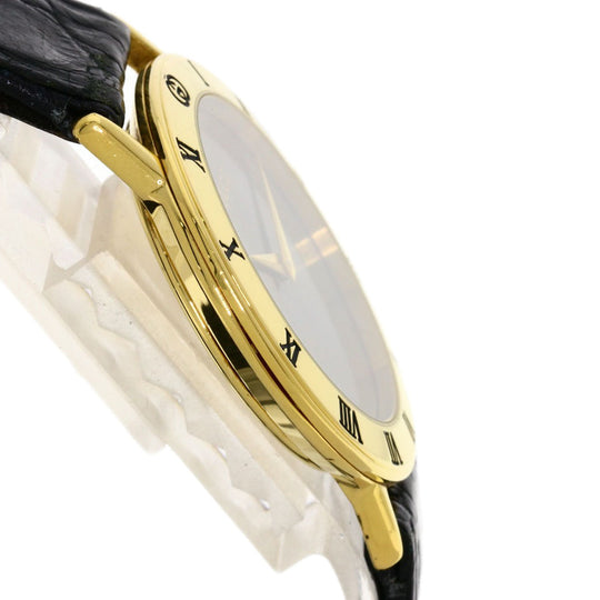 GUCCI Watches Quartz 3000.2M Gold Plated, Leather gold Round face black dial mens Used Authentic