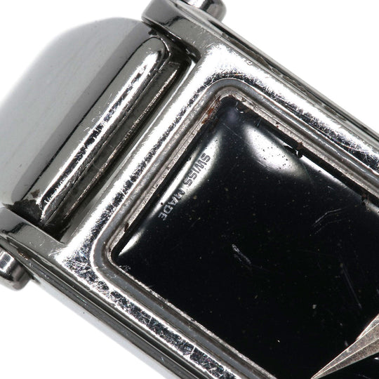 GUCCI Watches Quartz Stainless Steel , Stainless Steel Silver 1500L black dial Women Used Authentic