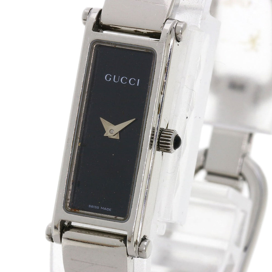 GUCCI Watches Quartz Stainless Steel , Stainless Steel Silver 1500L black dial Women Used Authentic