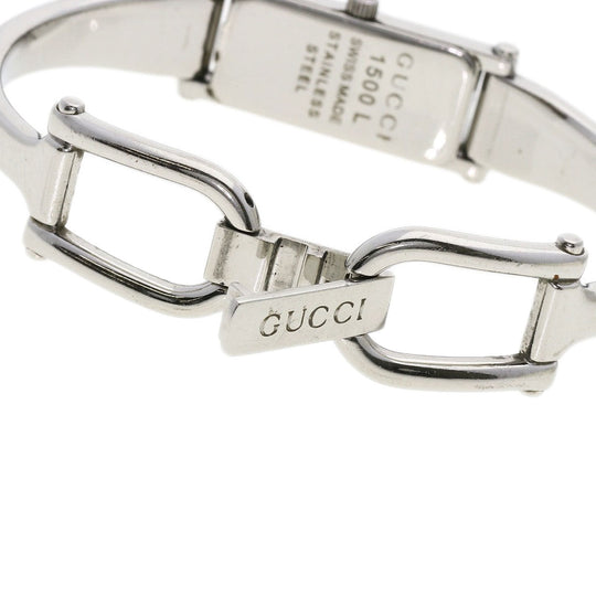 GUCCI Watches Quartz Stainless Steel , Stainless Steel Silver 1500L black dial Women Used Authentic