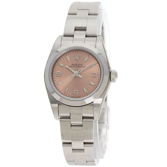 ROLEX Watches Mechanical Automatic 76080 Stainless Steel , Stainless Steel Silver Oyster perpetual pink dial Women Used Authentic