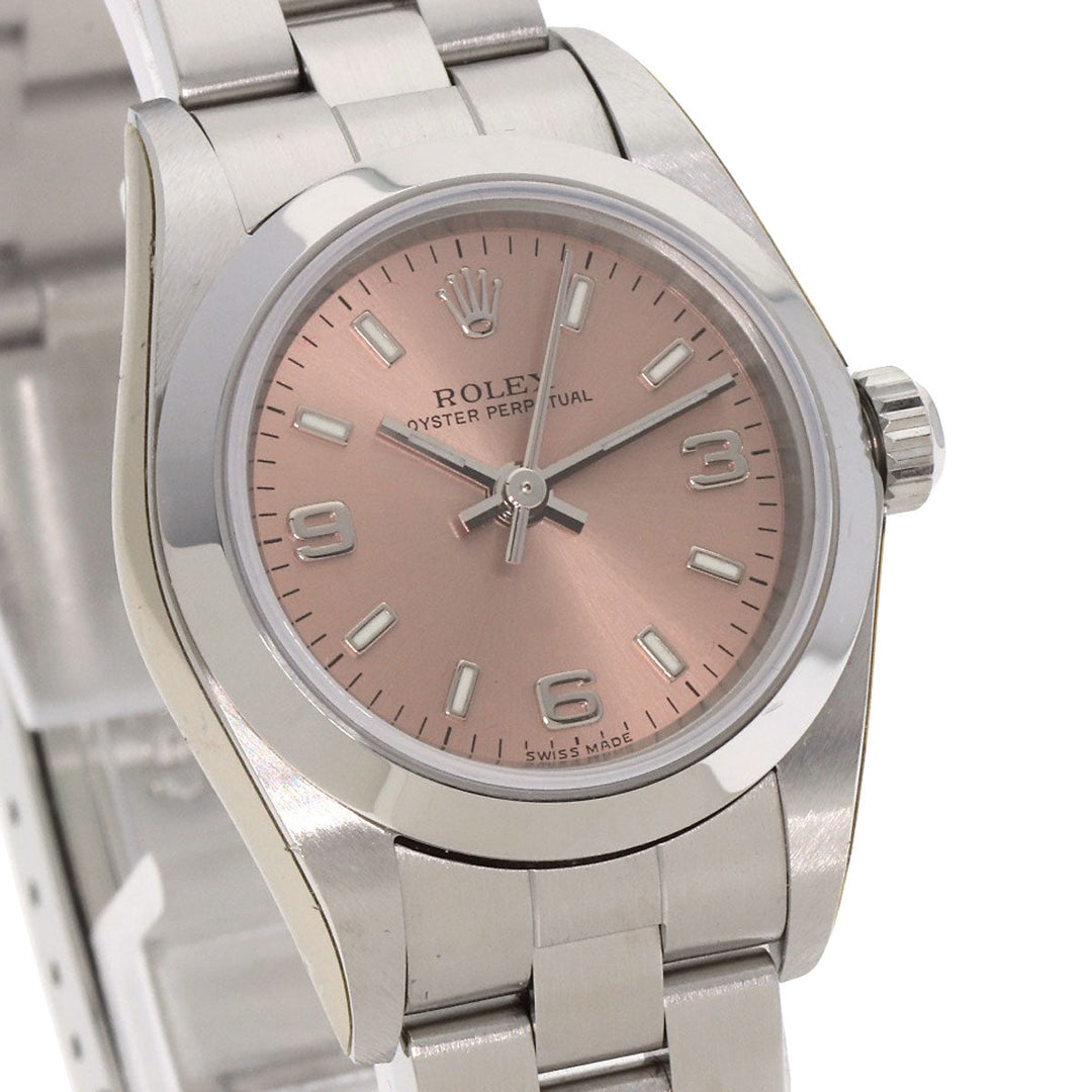 ROLEX Watches Mechanical Automatic 76080 Stainless Steel , Stainless Steel Silver Oyster perpetual pink dial Women Used Authentic