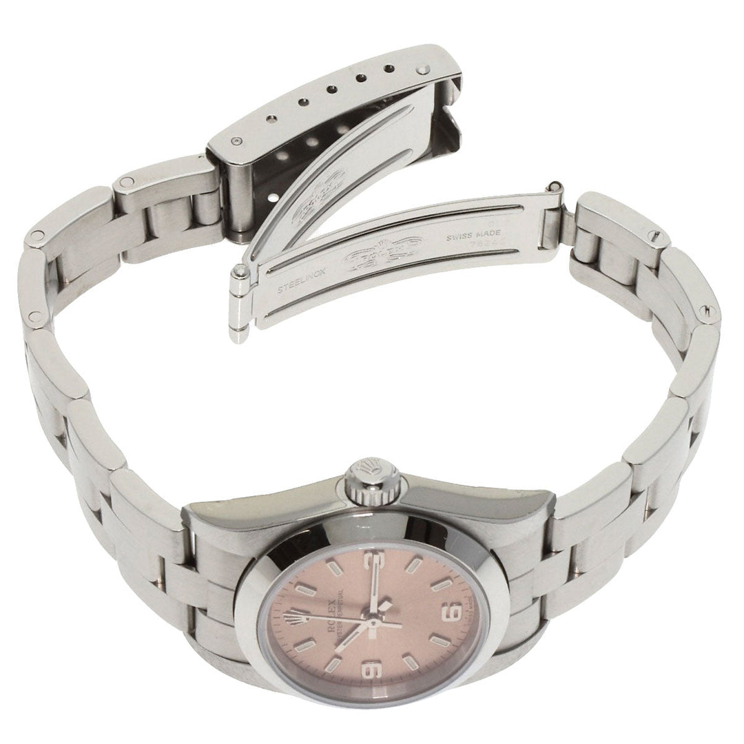 ROLEX Watches Mechanical Automatic 76080 Stainless Steel , Stainless Steel Silver Oyster perpetual pink dial Women Used Authentic