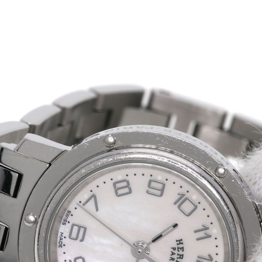 HERMES Watches Quartz CL4.210 Stainless Steel , Stainless Steel Silver Clipper Nacre White shell dial Women Used Authentic