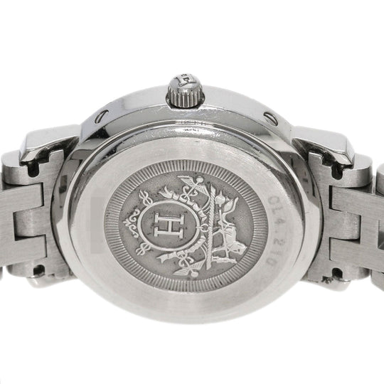 HERMES Watches Quartz CL4.210 Stainless Steel , Stainless Steel Silver Clipper Nacre White shell dial Women Used Authentic