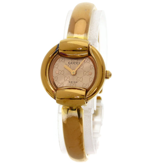GUCCI Watches Quartz 1400L PGP , PGP gold Round face Brown dial Women Used Authentic