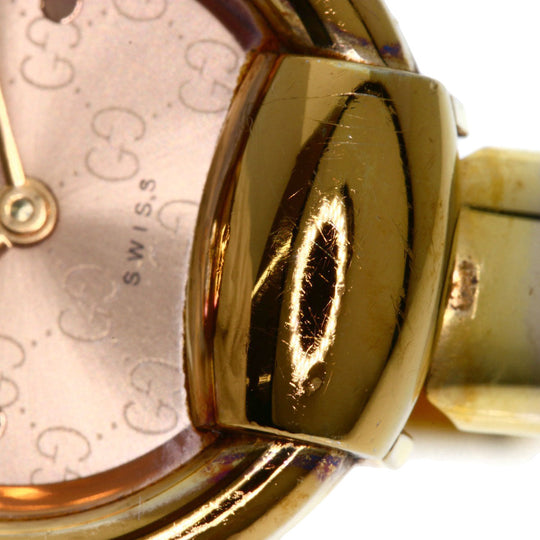 GUCCI Watches Quartz 1400L PGP , PGP gold Round face Brown dial Women Used Authentic