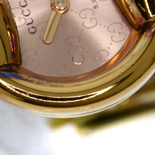 GUCCI Watches Quartz 1400L PGP , PGP gold Round face Brown dial Women Used Authentic