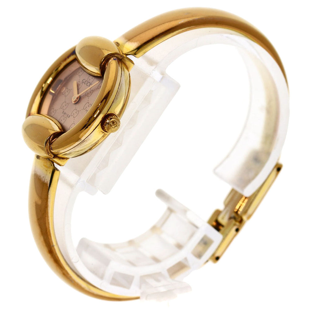 GUCCI Watches Quartz 1400L PGP , PGP gold Round face Brown dial Women Used Authentic