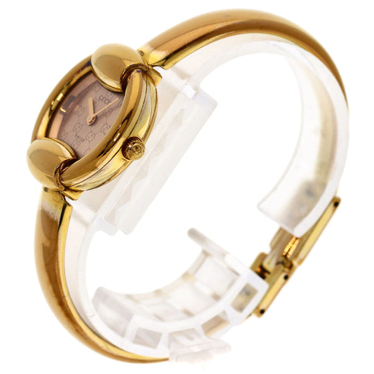 GUCCI Watches Quartz 1400L PGP , PGP gold Round face Brown dial Women Used Authentic