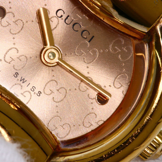 GUCCI Watches Quartz 1400L PGP , PGP gold Round face Brown dial Women Used Authentic