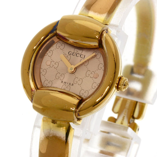 GUCCI Watches Quartz 1400L PGP , PGP gold Round face Brown dial Women Used Authentic