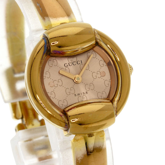GUCCI Watches Quartz 1400L PGP , PGP gold Round face Brown dial Women Used Authentic