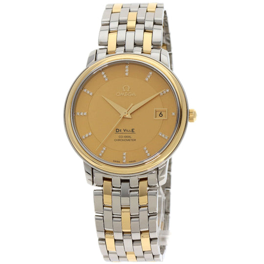 OMEGA Watches Mechanical Automatic 4374.15 Stainless Steel , SSxK18YG gold De Ville Prestige Co-Axial Diamond gold dial mens Used Authentic