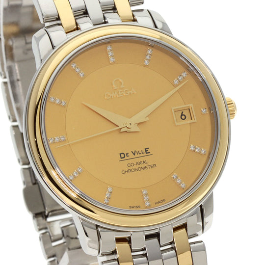 OMEGA Watches Mechanical Automatic 4374.15 Stainless Steel , SSxK18YG gold De Ville Prestige Co-Axial Diamond gold dial mens Used Authentic