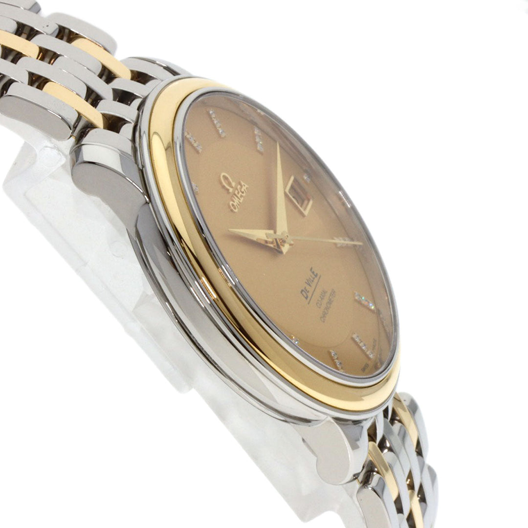OMEGA Watches Mechanical Automatic 4374.15 Stainless Steel , SSxK18YG gold De Ville Prestige Co-Axial Diamond gold dial mens Used Authentic
