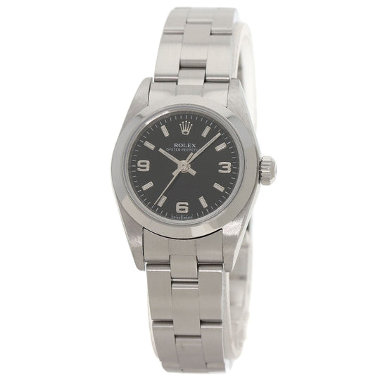 ROLEX Watches Mechanical Automatic 76080 Stainless Steel , Stainless Steel Silver Oyster Perpetual 369 black dial Women Used Authentic