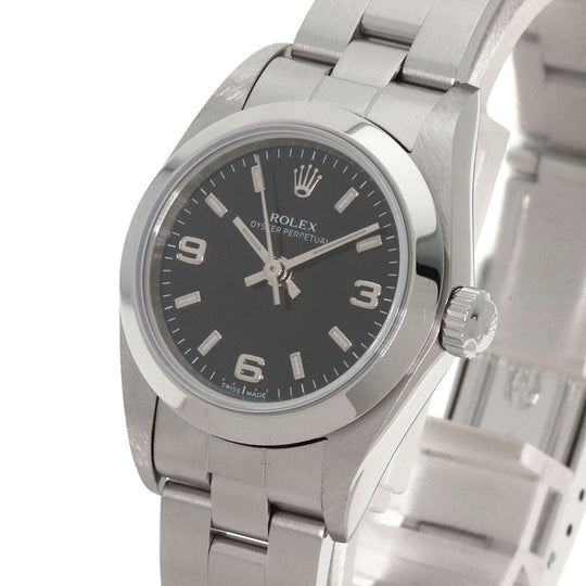 ROLEX Watches Mechanical Automatic 76080 Stainless Steel , Stainless Steel Silver Oyster Perpetual 369 black dial Women Used Authentic