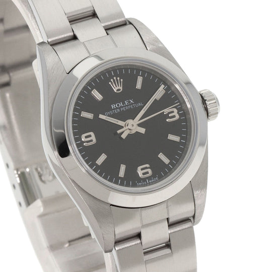 ROLEX Watches Mechanical Automatic 76080 Stainless Steel , Stainless Steel Silver Oyster Perpetual 369 black dial Women Used Authentic