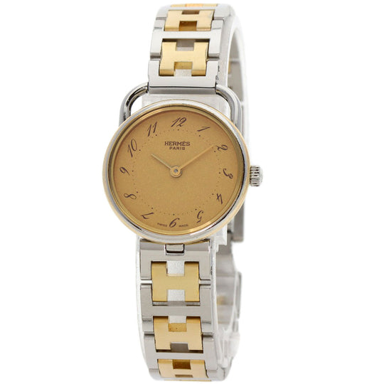 HERMES Watches Quartz Stainless Steel , SSxGP Silver Arceau gold dial Women Used Authentic