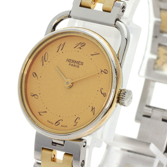 HERMES Watches Quartz Stainless Steel , SSxGP Silver Arceau gold dial Women Used Authentic