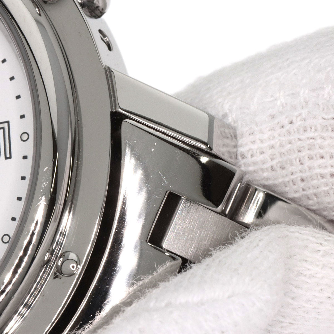 HERMES Watches Quartz CL1.910 Stainless Steel , Stainless Steel Silver Clipper Chronograph white dial mens Used Authentic