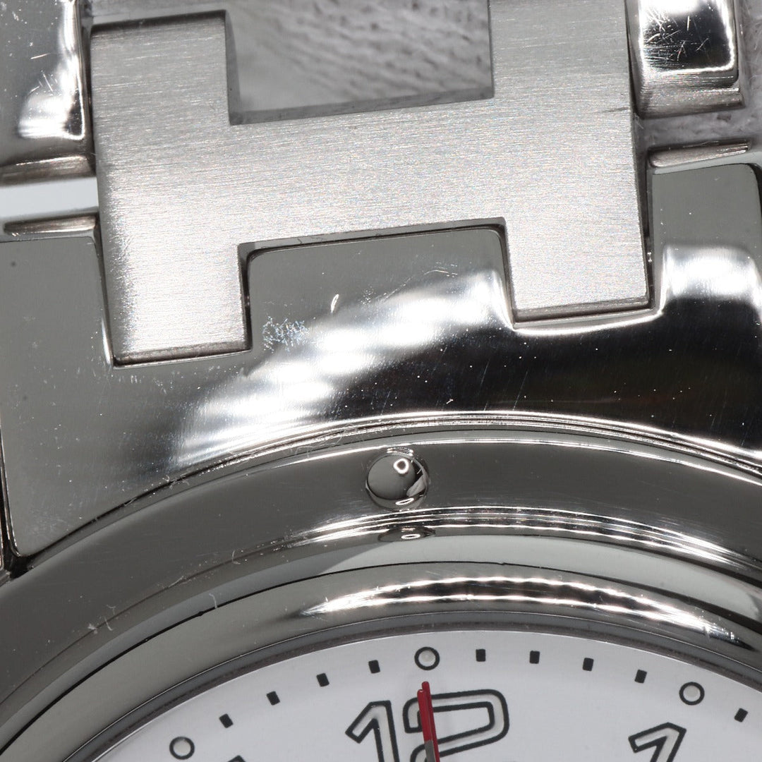 HERMES Watches Quartz CL1.910 Stainless Steel , Stainless Steel Silver Clipper Chronograph white dial mens Used Authentic