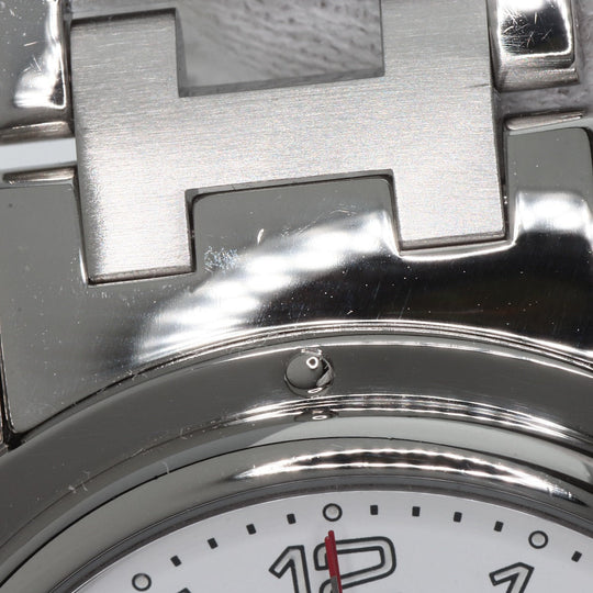 HERMES Watches Quartz CL1.910 Stainless Steel , Stainless Steel Silver Clipper Chronograph white dial mens Used Authentic