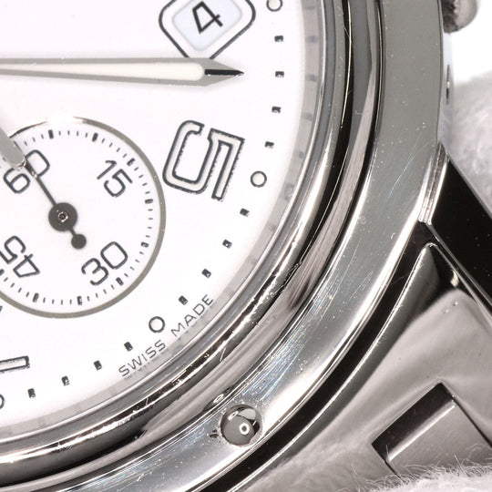 HERMES Watches Quartz CL1.910 Stainless Steel , Stainless Steel Silver Clipper Chronograph white dial mens Used Authentic
