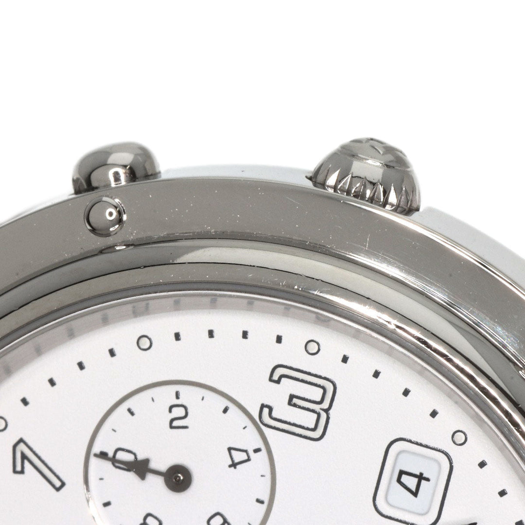 HERMES Watches Quartz CL1.910 Stainless Steel , Stainless Steel Silver Clipper Chronograph white dial mens Used Authentic