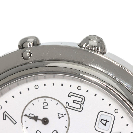 HERMES Watches Quartz CL1.910 Stainless Steel , Stainless Steel Silver Clipper Chronograph white dial mens Used Authentic