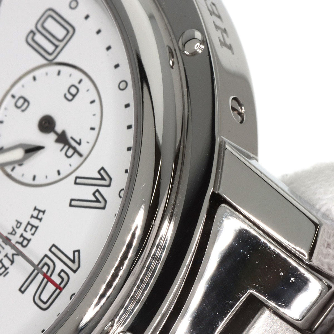 HERMES Watches Quartz CL1.910 Stainless Steel , Stainless Steel Silver Clipper Chronograph white dial mens Used Authentic