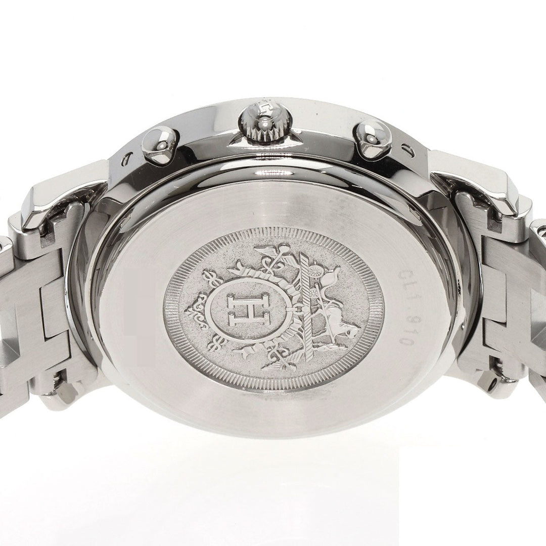 HERMES Watches Quartz CL1.910 Stainless Steel , Stainless Steel Silver Clipper Chronograph white dial mens Used Authentic
