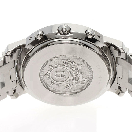 HERMES Watches Quartz CL1.910 Stainless Steel , Stainless Steel Silver Clipper Chronograph white dial mens Used Authentic