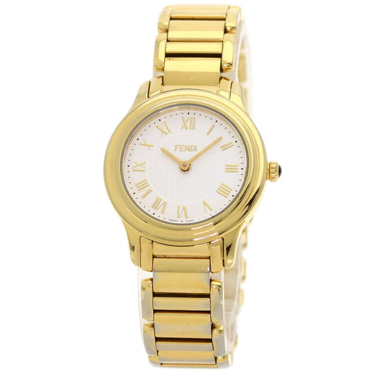 FENDI Watches Quartz 25000L Gold Plated , Gold Plated gold Round face white dial Women Used Authentic
