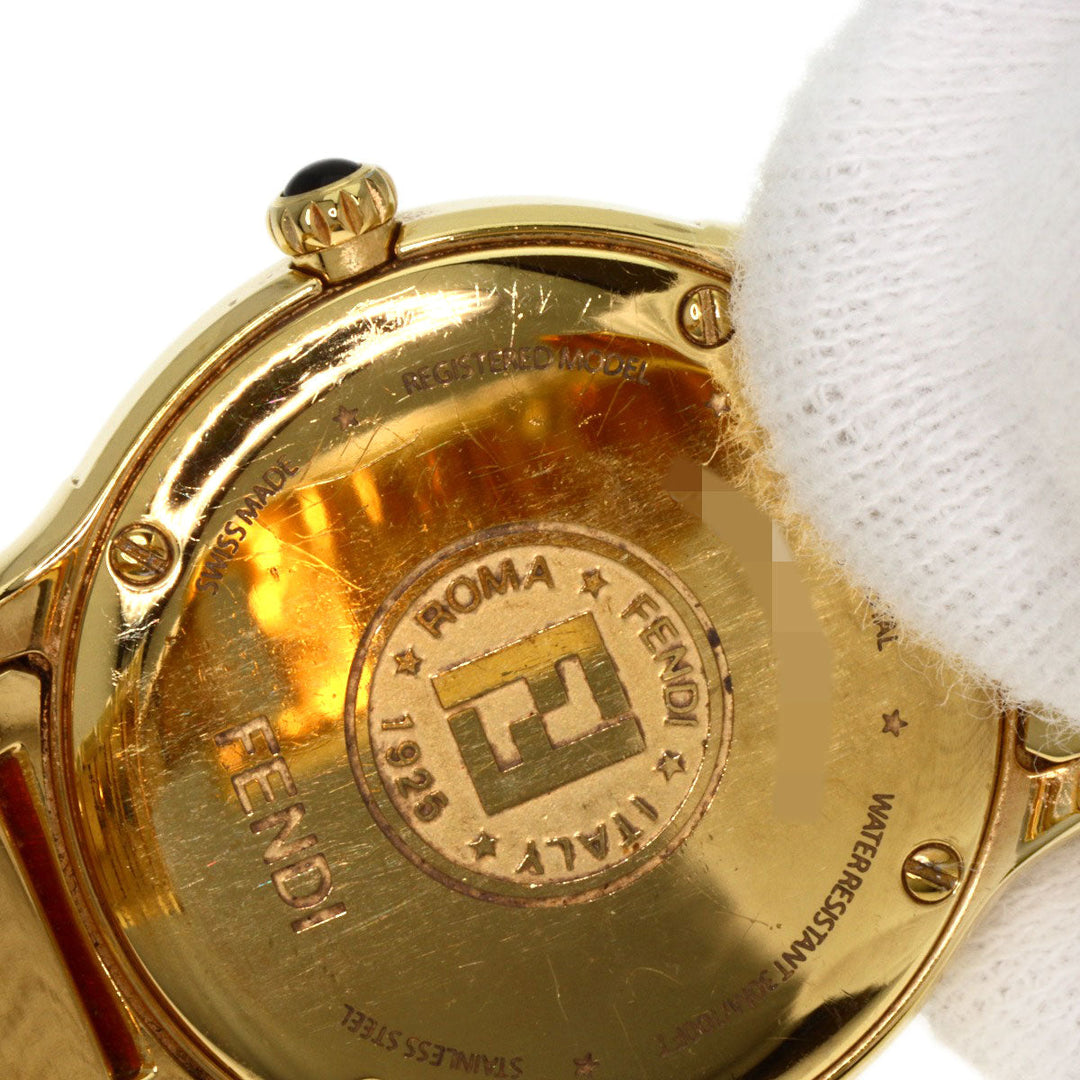 FENDI Watches Quartz 25000L Gold Plated , Gold Plated gold Round face white dial Women Used Authentic