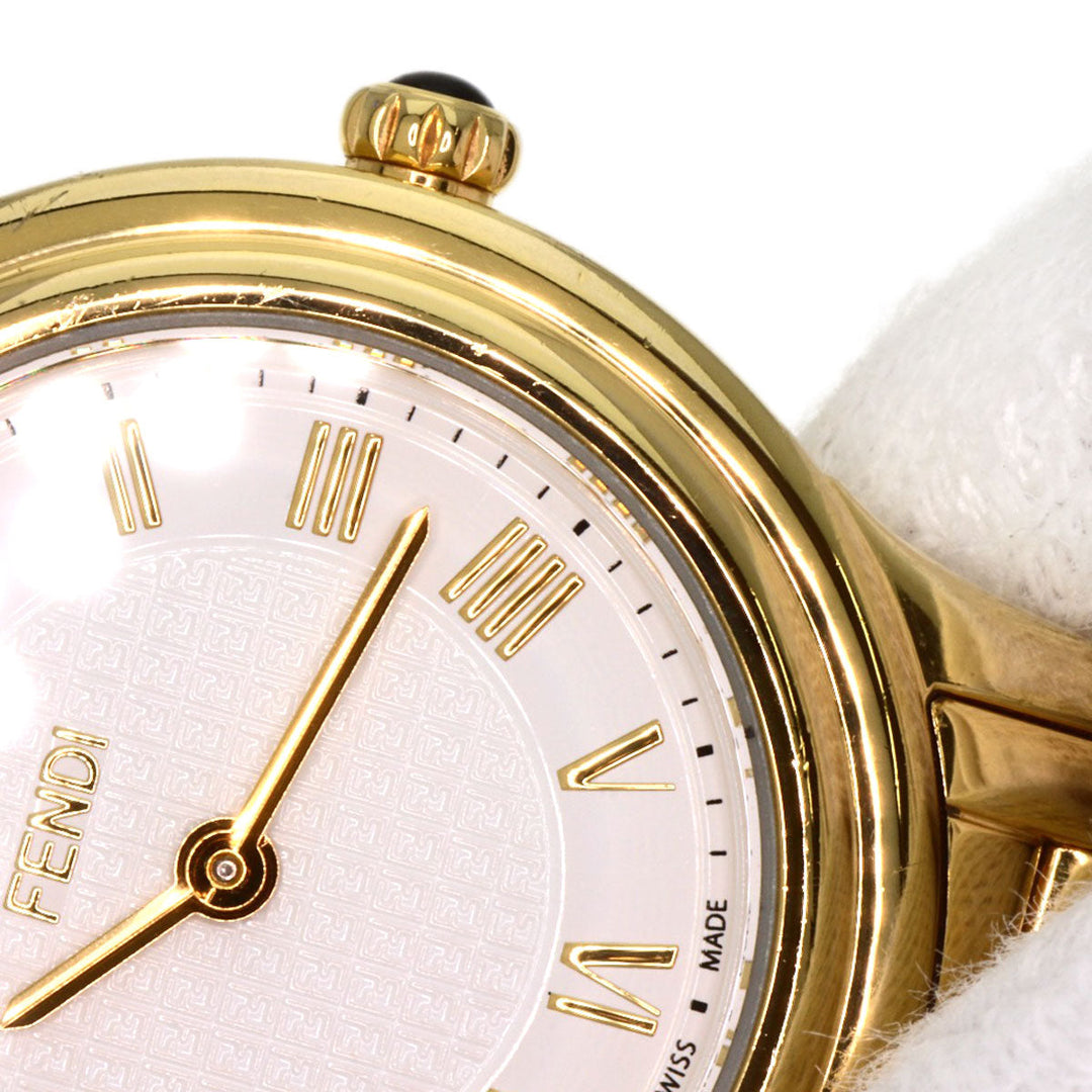 FENDI Watches Quartz 25000L Gold Plated , Gold Plated gold Round face white dial Women Used Authentic