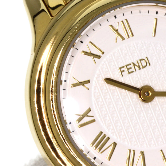 FENDI Watches Quartz 25000L Gold Plated , Gold Plated gold Round face white dial Women Used Authentic