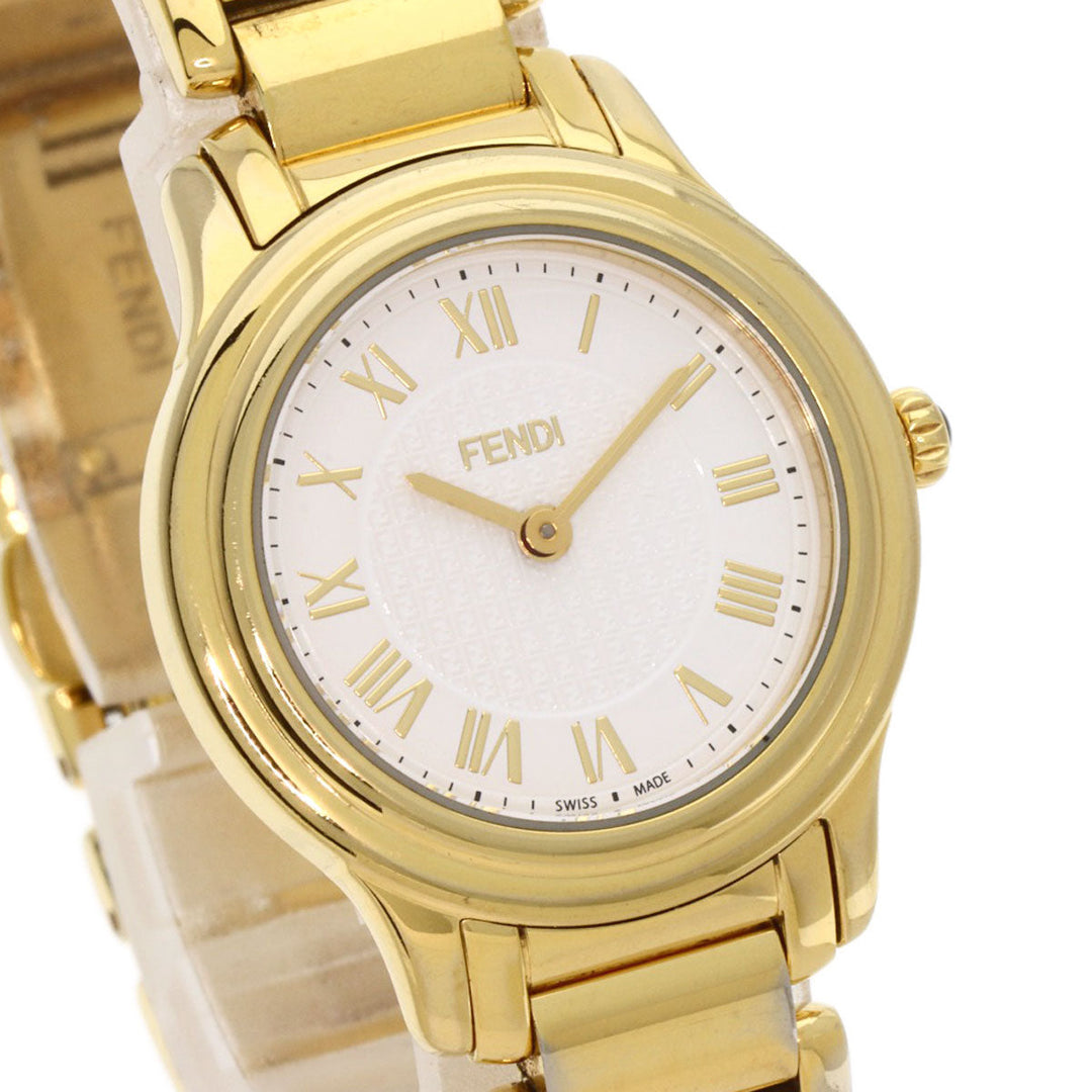 FENDI Watches Quartz 25000L Gold Plated , Gold Plated gold Round face white dial Women Used Authentic