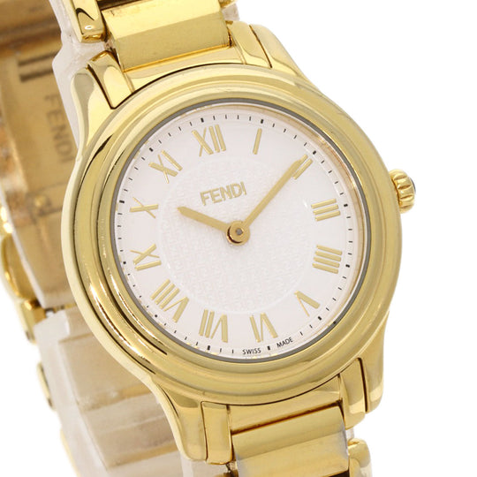 FENDI Watches Quartz 25000L Gold Plated , Gold Plated gold Round face white dial Women Used Authentic