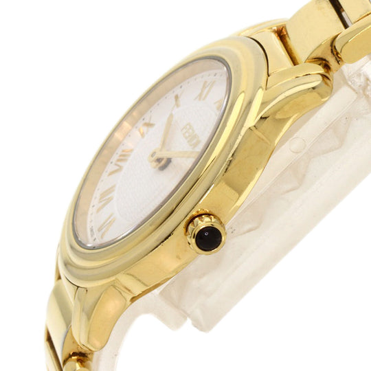 FENDI Watches Quartz 25000L Gold Plated , Gold Plated gold Round face white dial Women Used Authentic