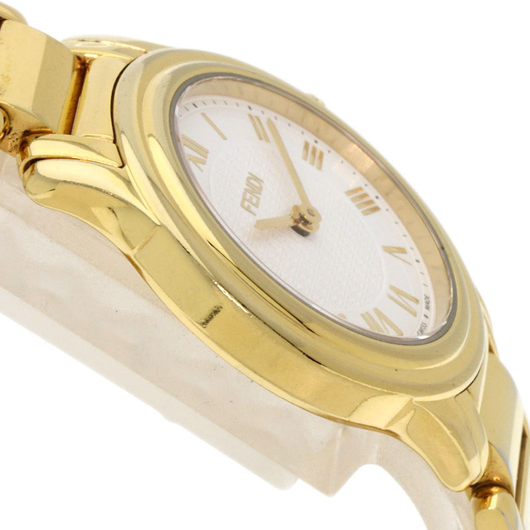FENDI Watches Quartz 25000L Gold Plated , Gold Plated gold Round face white dial Women Used Authentic
