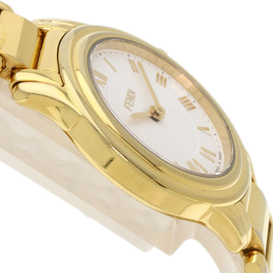 FENDI Watches Quartz 25000L Gold Plated , Gold Plated gold Round face white dial Women Used Authentic