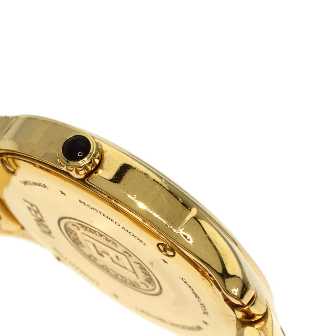 FENDI Watches Quartz 25000L Gold Plated , Gold Plated gold Round face white dial Women Used Authentic